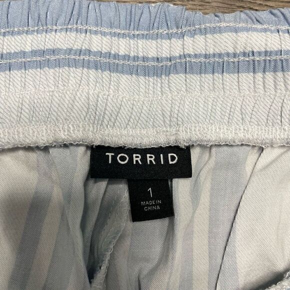 Torrid Stripe Cotton Crop Lounge Sleep Pants Size 1 Loose Fitting Wide Leg - Picture 5 of 9